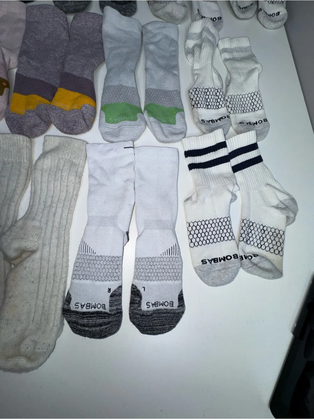 Lot of 10 Adult Medium Bombas Socks + 2 Non-Bombas Cable Knit Socks | Mixed